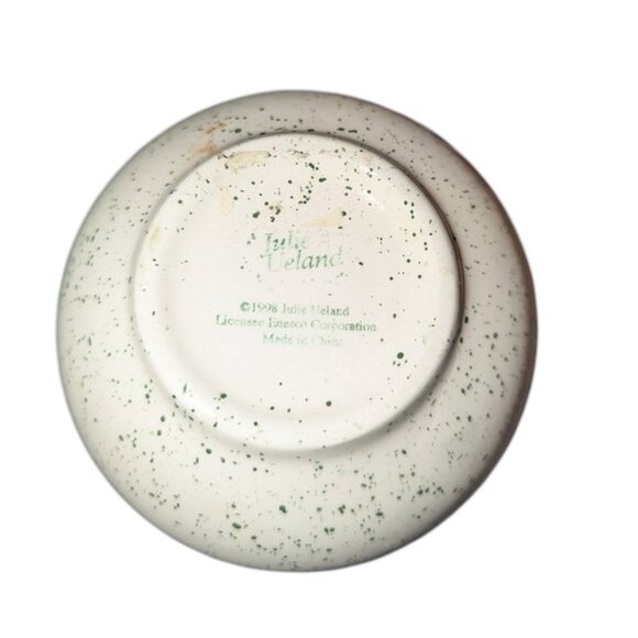 Vintage 1998 Julie Ueland Enesco Speckled Plaid Small Christmas Tree Bowl 4.5" - Picture 3 of 3